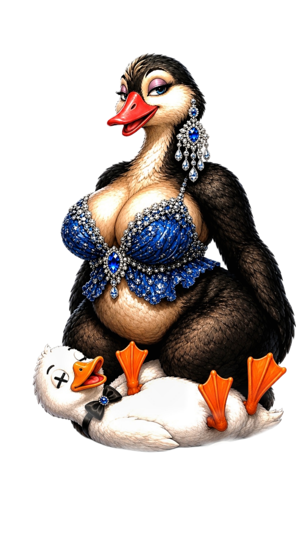 Mascote gansa preta da Donna Gansa